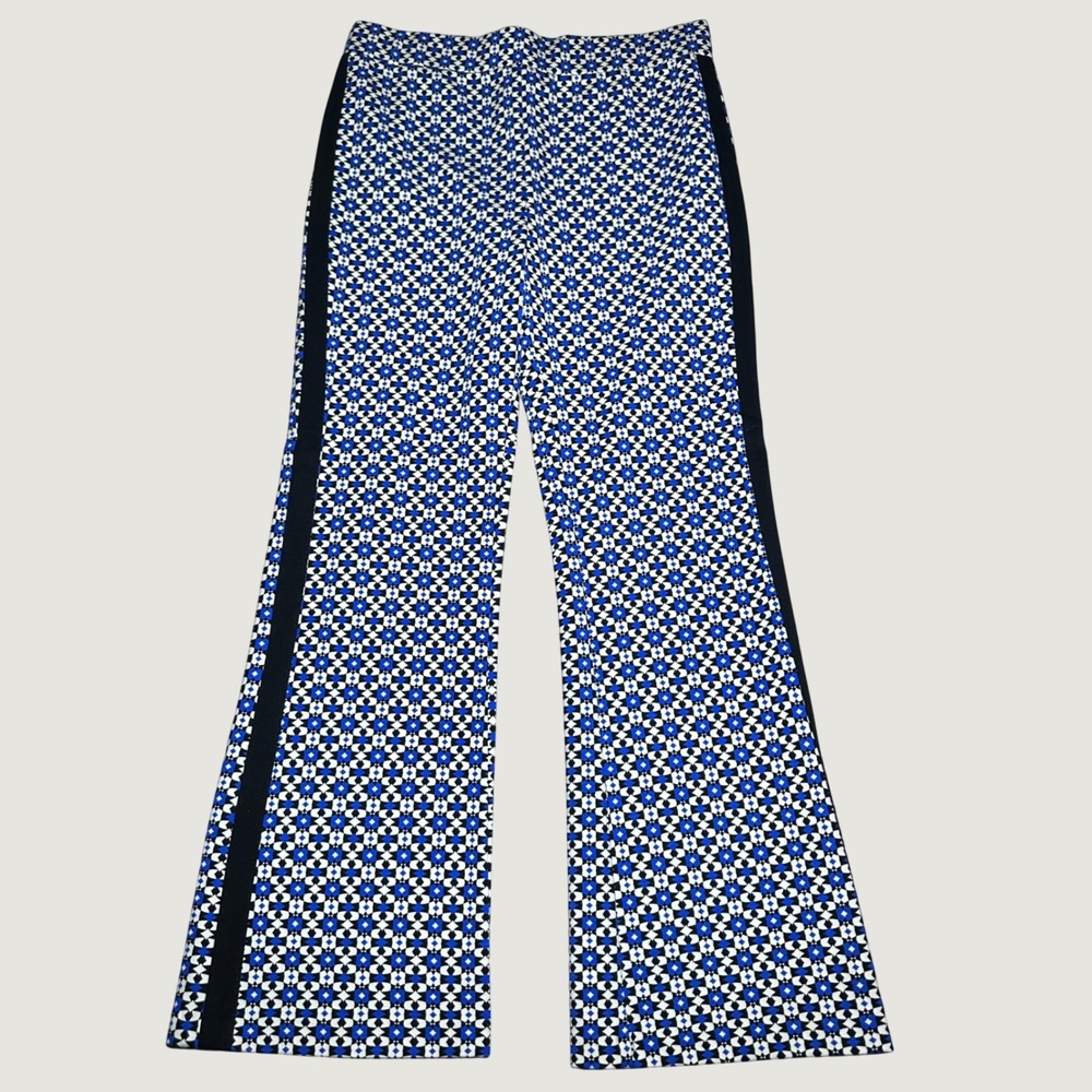 Maeve Anthropologie Pants Women Medium Geometric Tile Bootcut Flare Blue Black